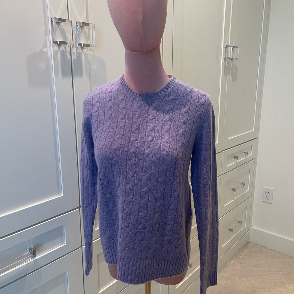 CASHMERE Kirkland Signature Purple Cable Knit Crew Neck Sweater